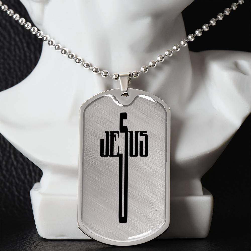 Faith - Jesus Cross - Dog Tag Necklace - The Shoppers Outlet