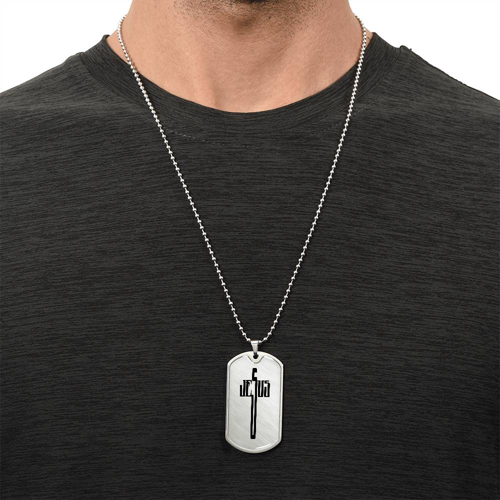 Faith - Jesus Cross - Dog Tag Necklace - The Shoppers Outlet