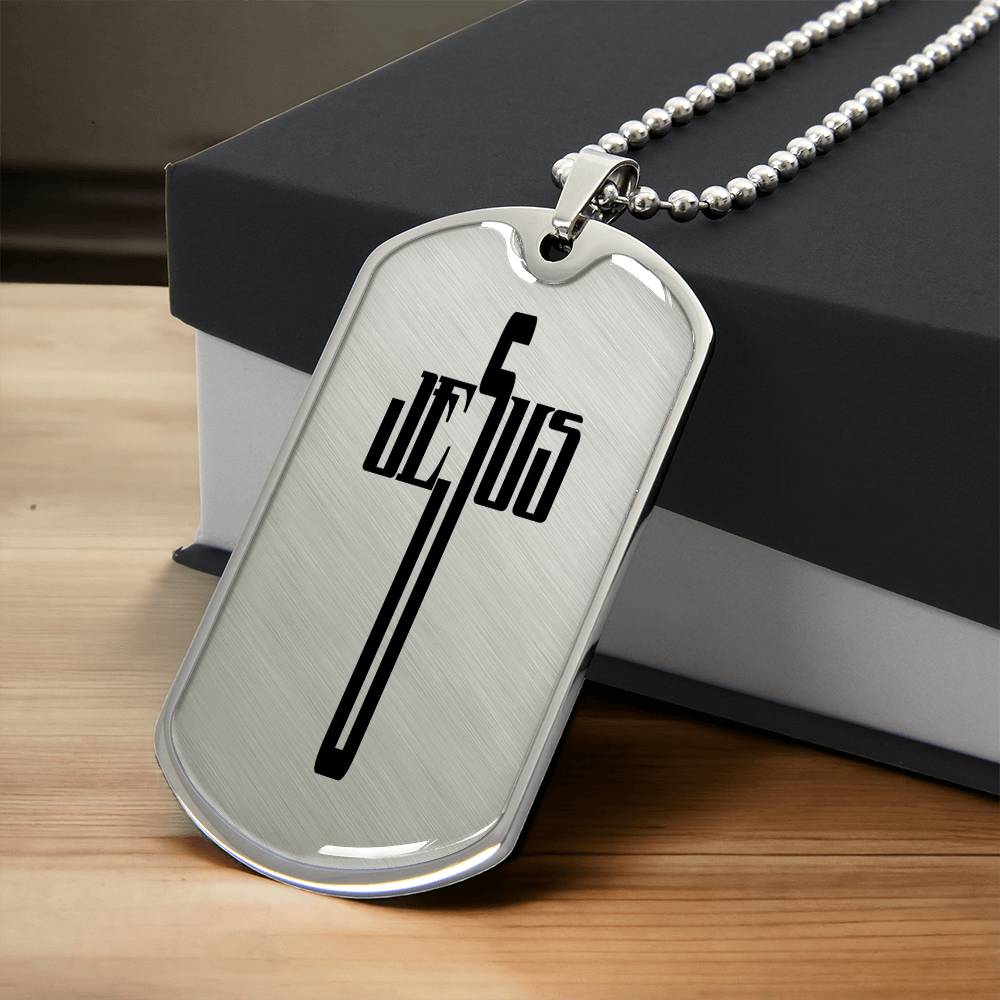 Faith - Jesus Cross - Dog Tag Necklace - The Shoppers Outlet