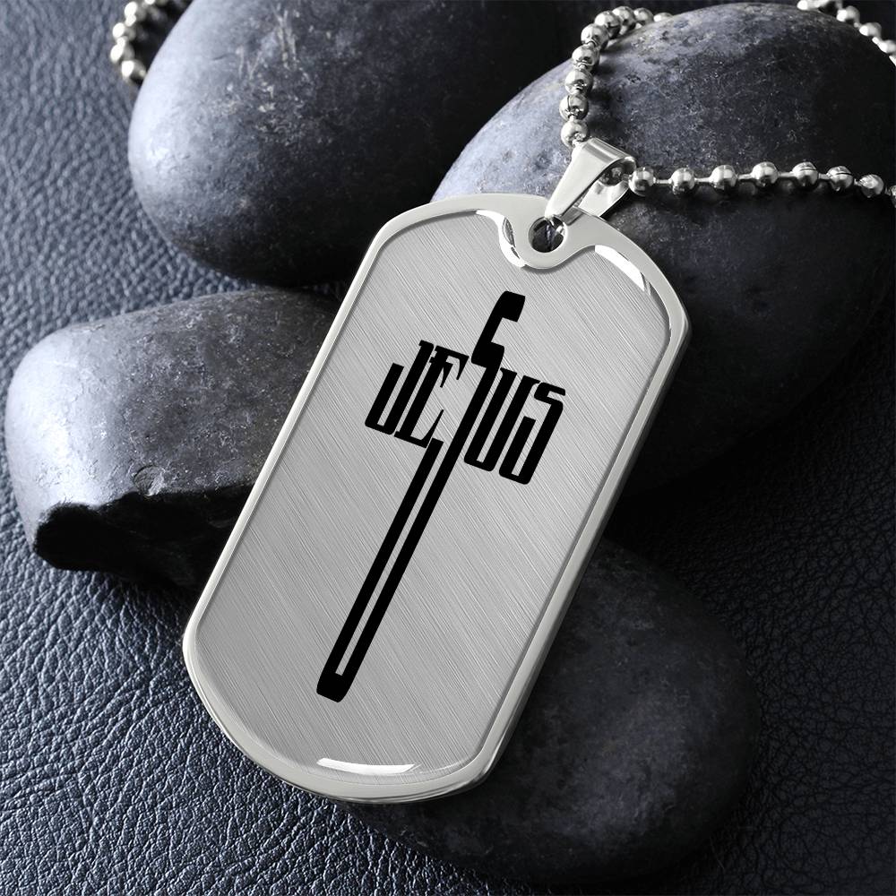 Faith - Jesus Cross - Dog Tag Necklace - The Shoppers Outlet