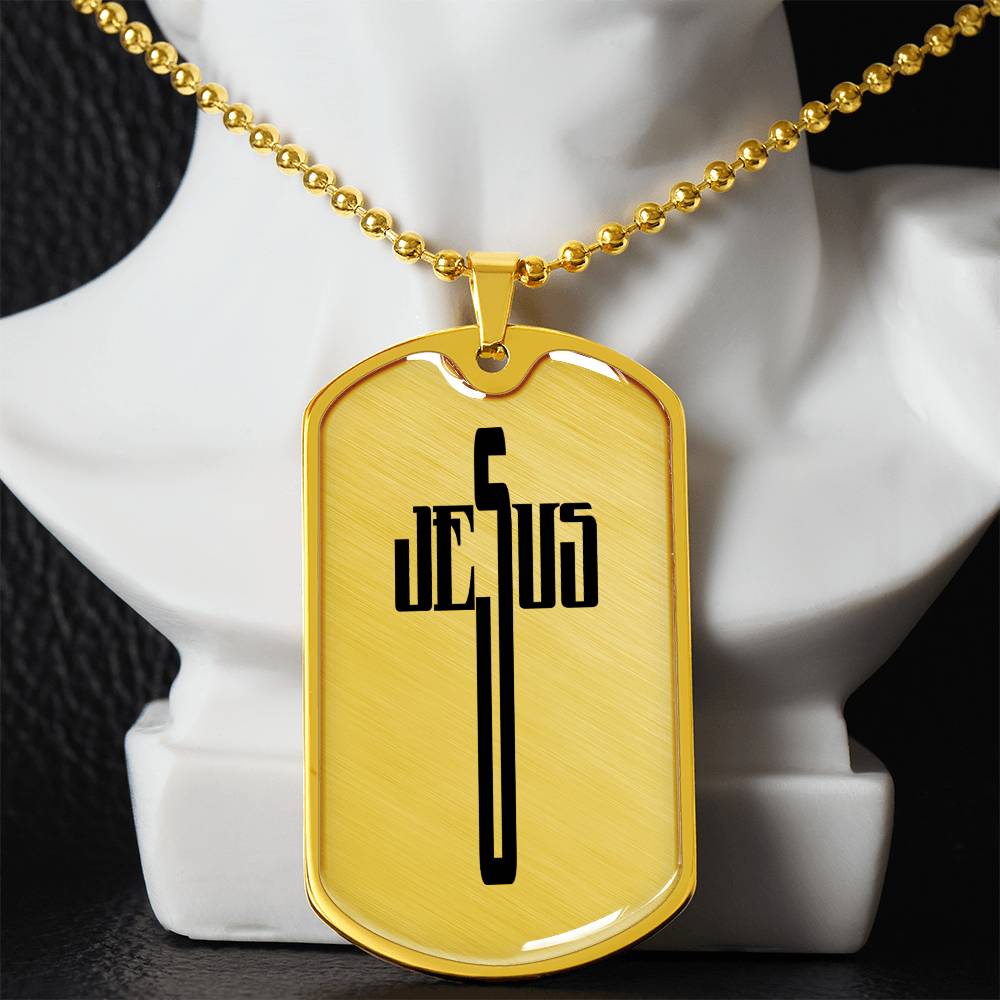 Faith - Jesus Cross - Dog Tag Necklace - The Shoppers Outlet