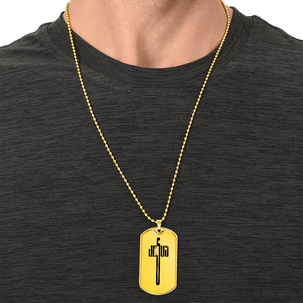 Faith - Jesus Cross - Dog Tag Necklace - The Shoppers Outlet