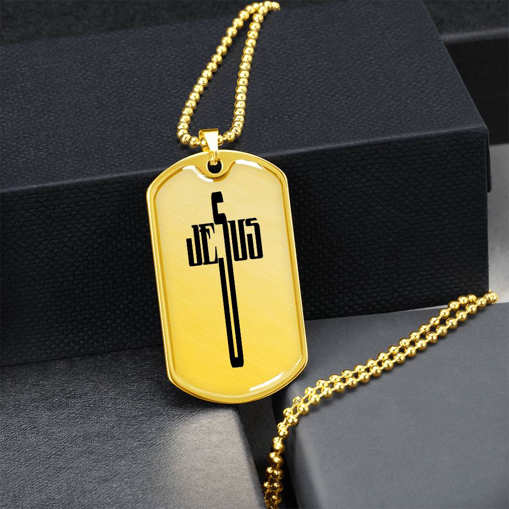 Faith - Jesus Cross - Dog Tag Necklace - The Shoppers Outlet