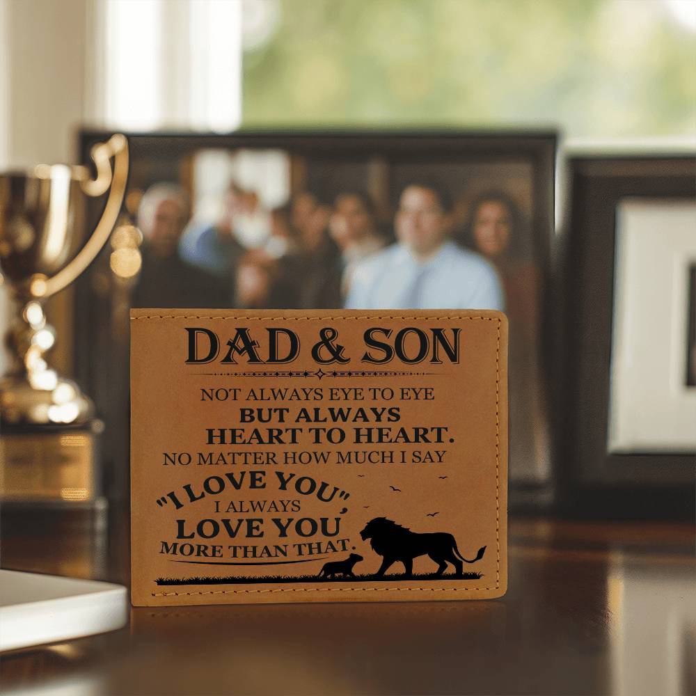 Graphic Leather Wallet - Dad and Son - Not Always Eye to Eye But Always Heart To Heart - The Shoppers Outlet