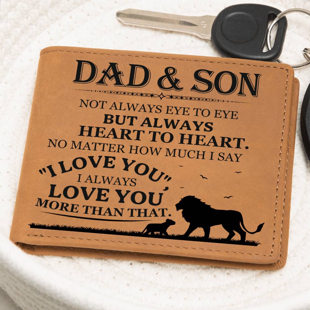 Graphic Leather Wallet - Dad and Son - Not Always Eye to Eye But Always Heart To Heart - The Shoppers Outlet