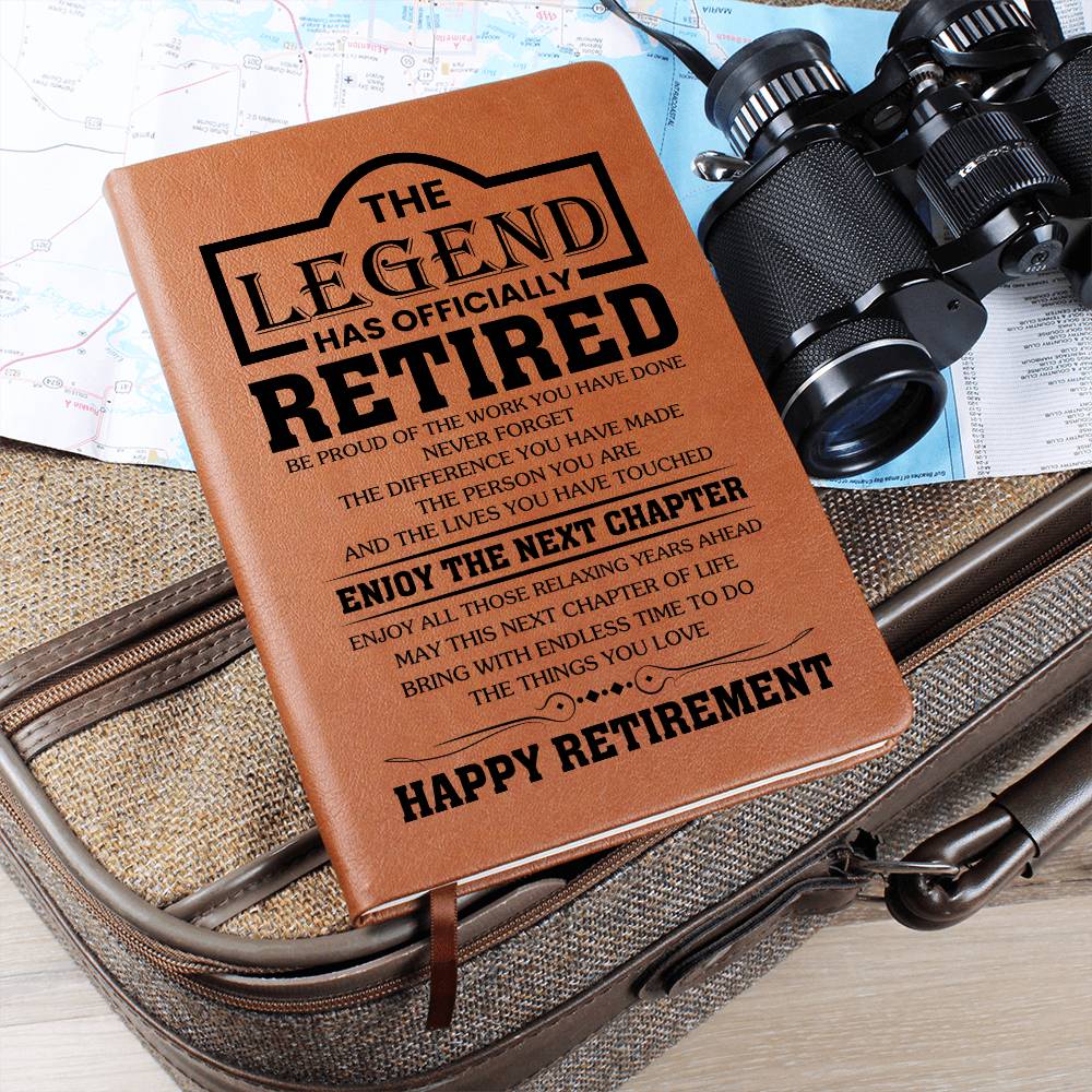 Graphic Leather Journal - The Legend Has Officially Retired - The Shoppers Outlet
