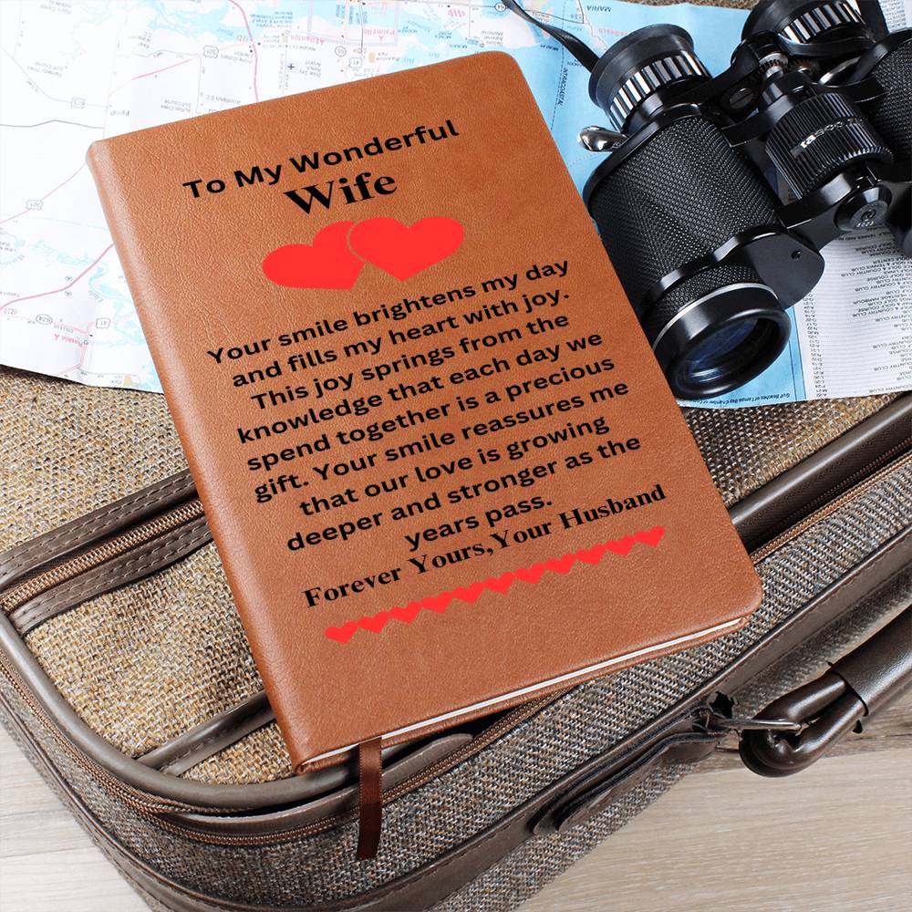 Graphic Leather Journal - Wife - Your Smile Brighten My Day - The Shoppers Outlet