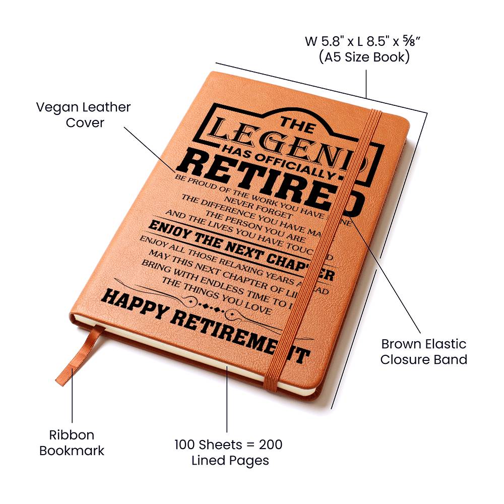 Graphic Leather Journal - The Legend Has Officially Retired - The Shoppers Outlet