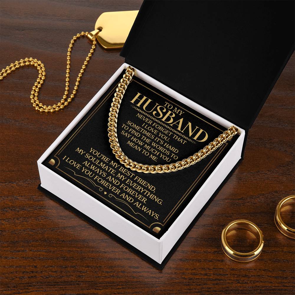 Husband - Never Forget That I Love You - Cuban Link Chain Necklaces - The Shoppers Outlet