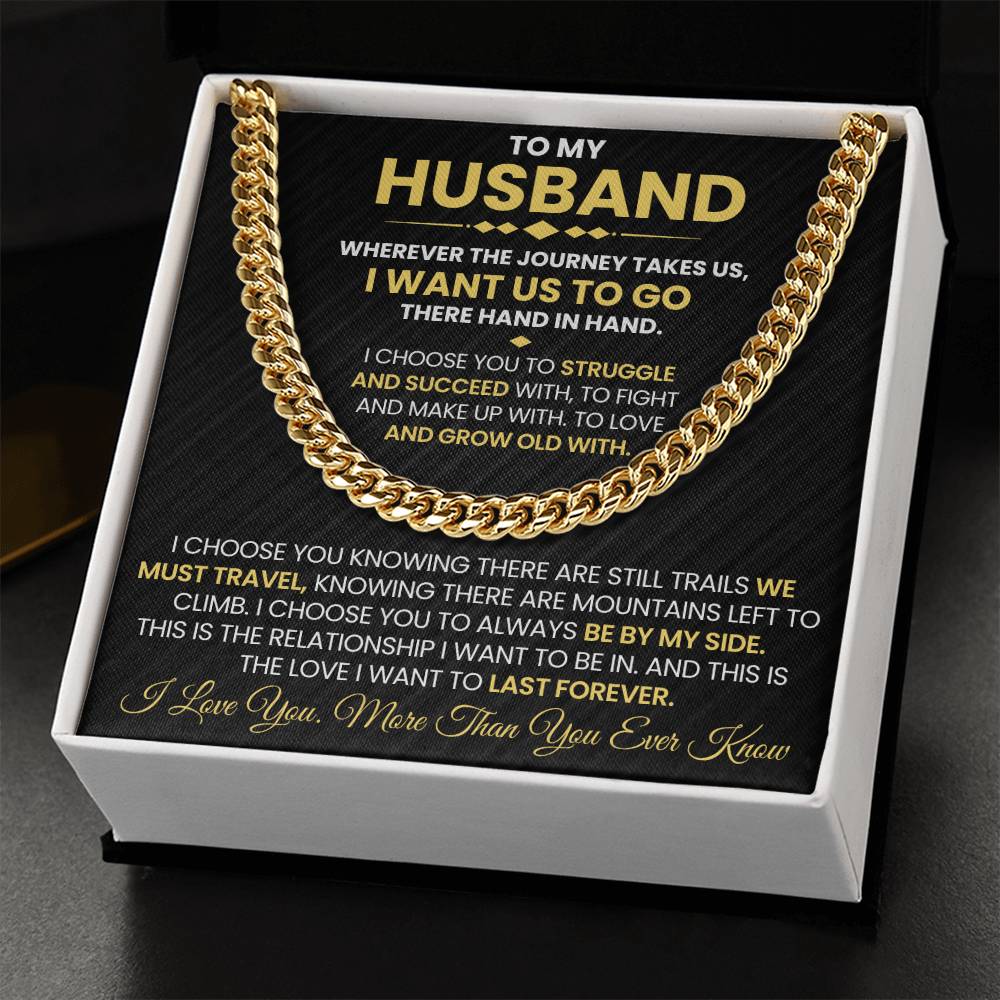 Husband - Gift For Husband - Wherever The Journey Takes Us - Cuban Link Chain Necklaces - The Shoppers Outlet