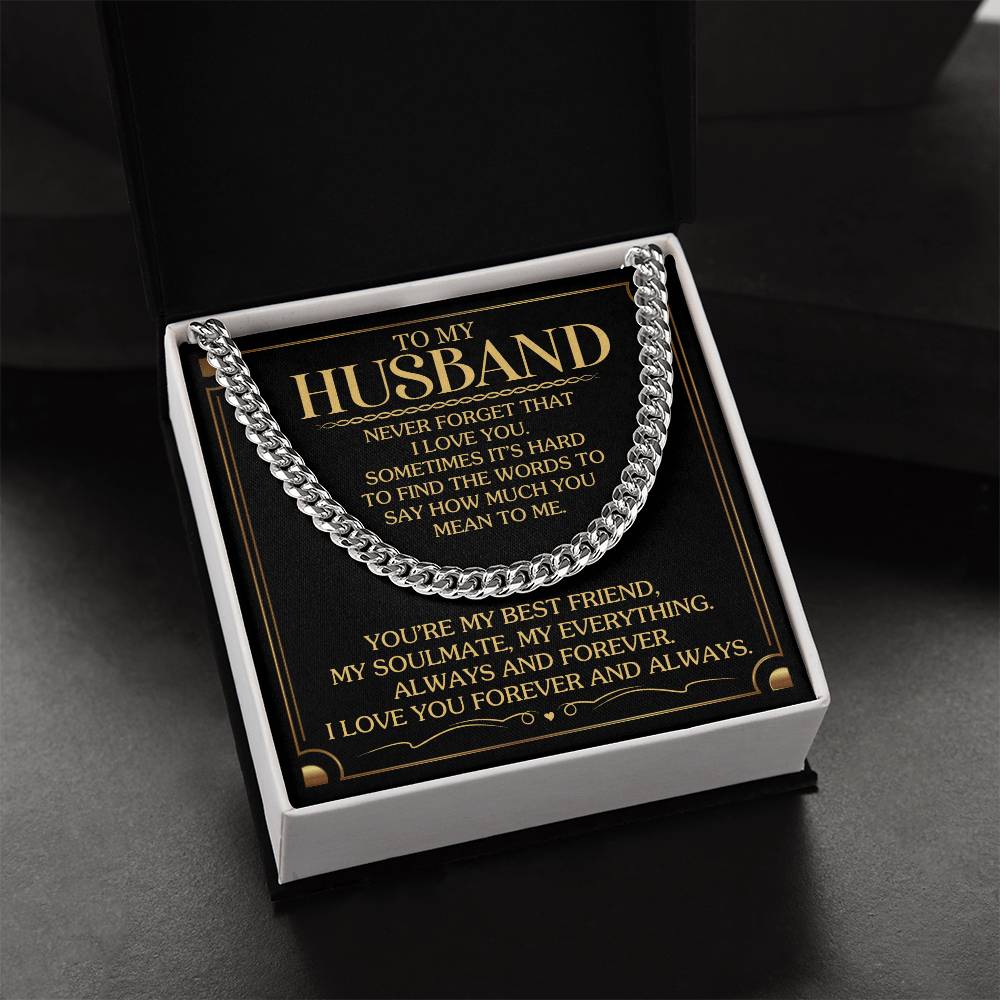 Husband - Never Forget That I Love You - Cuban Link Chain Necklaces - The Shoppers Outlet