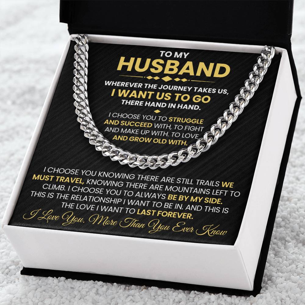 Husband - Gift For Husband - Wherever The Journey Takes Us - Cuban Link Chain Necklaces - The Shoppers Outlet