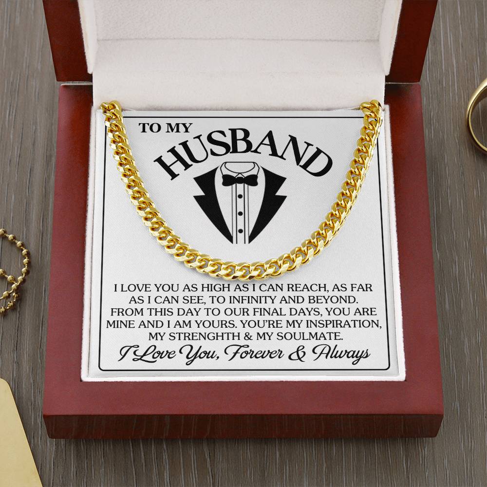 Husband - I Love You As High As I Can Reach - Cuban Link Chain Necklaces - The Shoppers Outlet