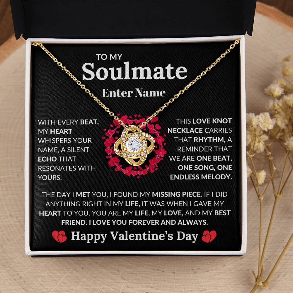 Gift For Soulmate - PERSONALIZED - With Ever Beat My Heart Whispers Your Name - Love Knot Necklaces - The Shoppers Outlet