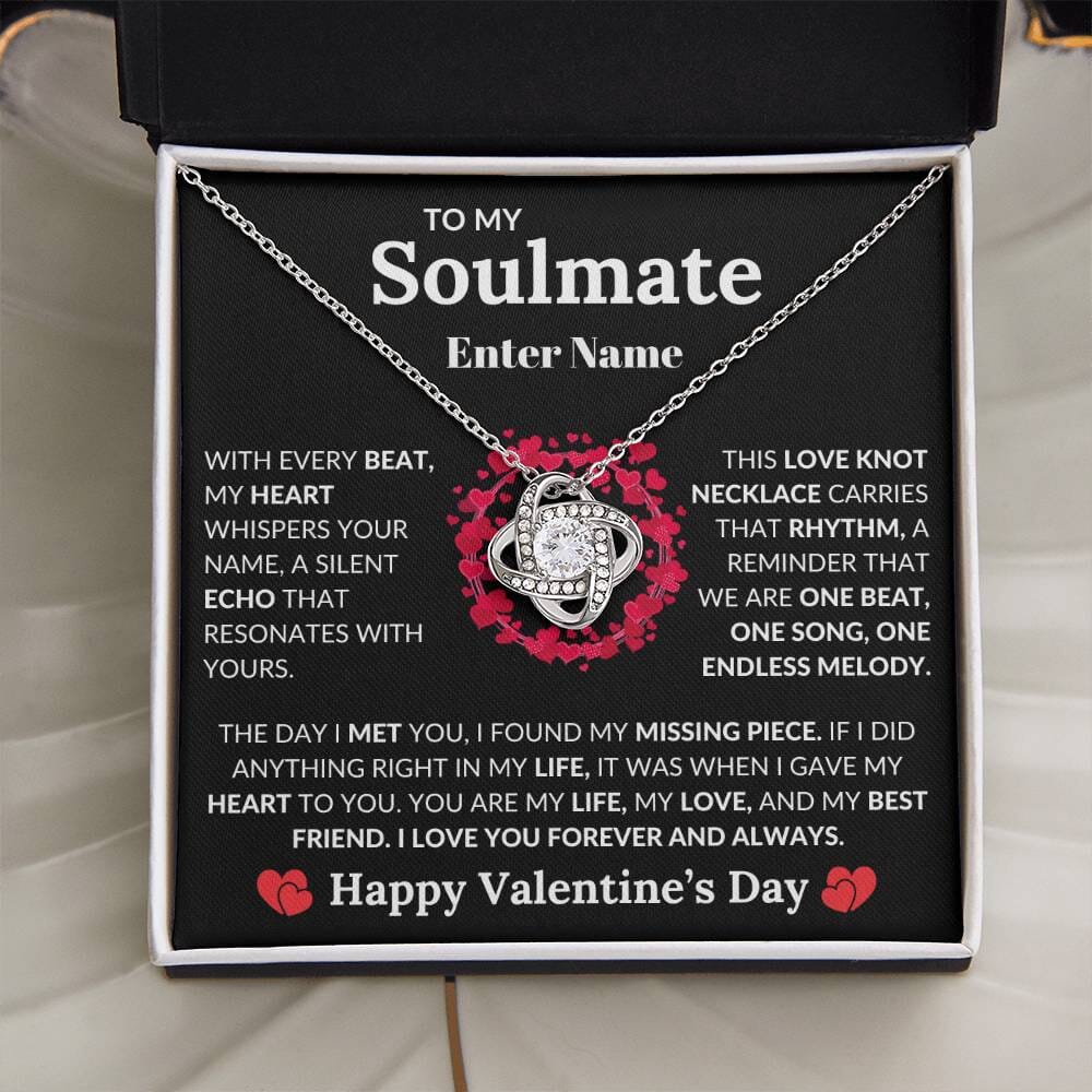 Gift For Soulmate - PERSONALIZED - With Ever Beat My Heart Whispers Your Name - Love Knot Necklaces - The Shoppers Outlet