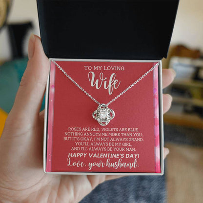 Gift For Wife - Roses Are Red Violets Are Blue - Happy Valentine's Day - Love Knot Necklaces - The Shoppers Outlet