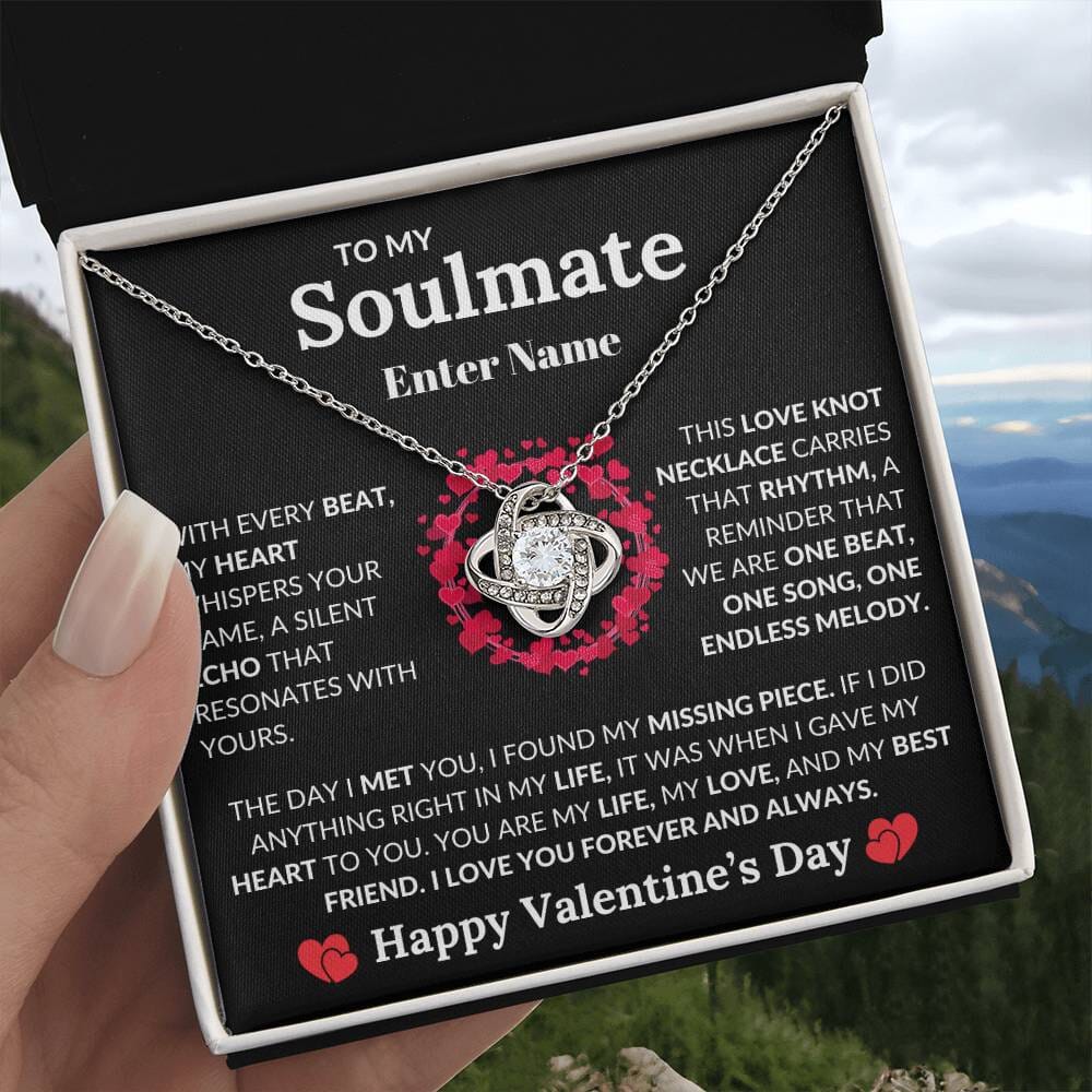 Gift For Soulmate - PERSONALIZED - With Ever Beat My Heart Whispers Your Name - Love Knot Necklaces - The Shoppers Outlet