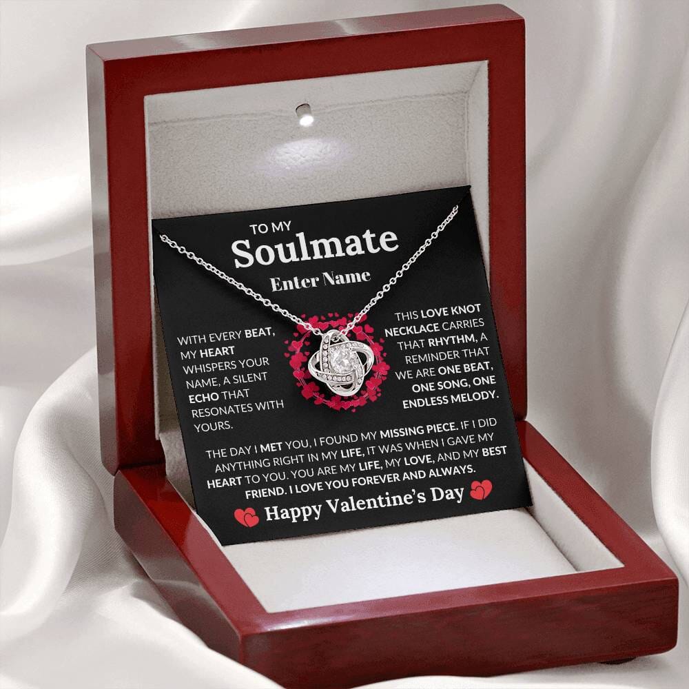 Gift For Soulmate - PERSONALIZED - With Ever Beat My Heart Whispers Your Name - Love Knot Necklaces - The Shoppers Outlet