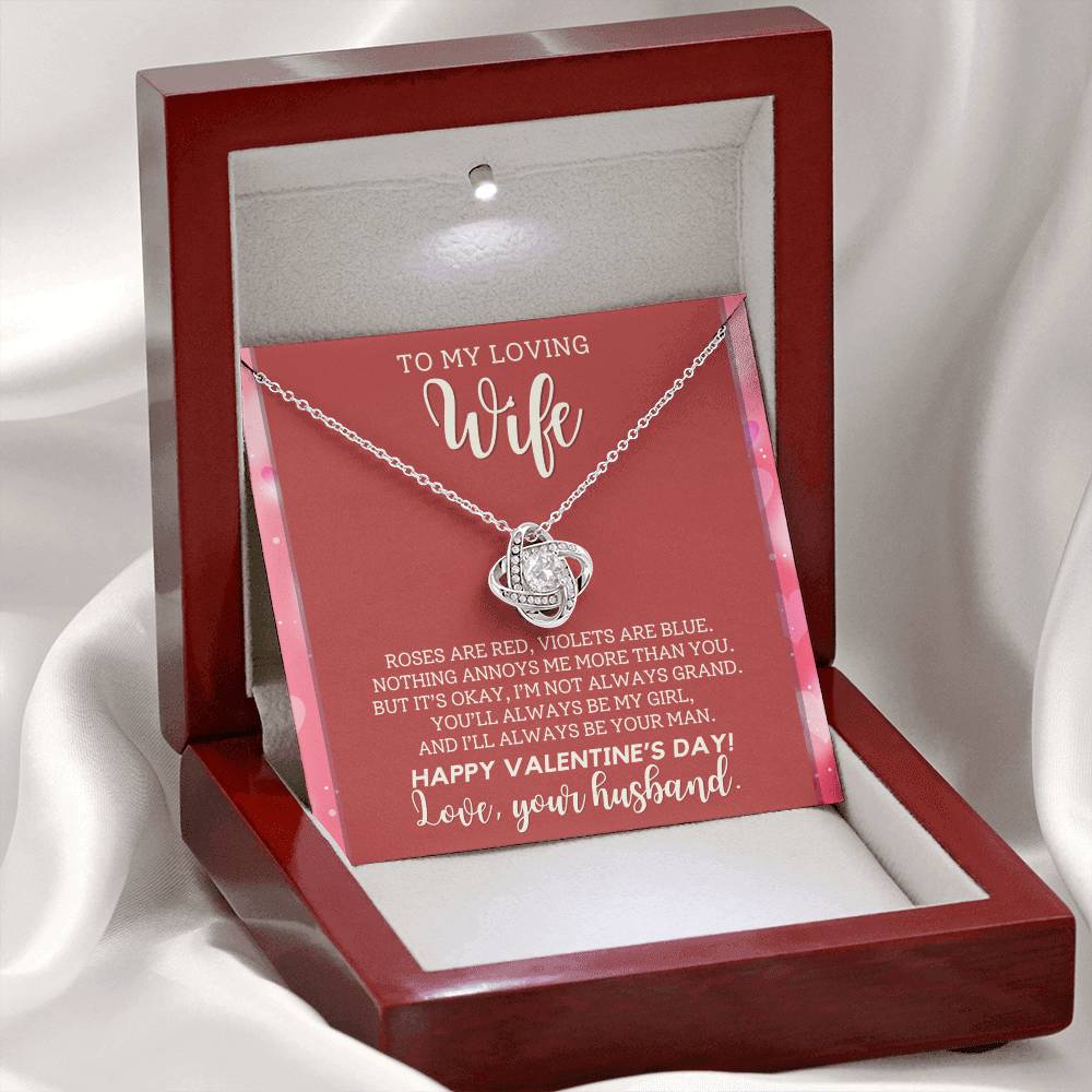 Gift For Wife - Roses Are Red Violets Are Blue - Happy Valentine's Day - Love Knot Necklaces - The Shoppers Outlet