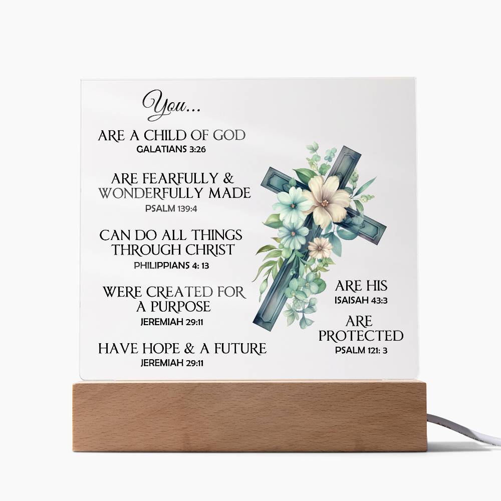 Faith - You - Multi-Bible Verse - Square Acrylic Plaque - The Shoppers Outlet