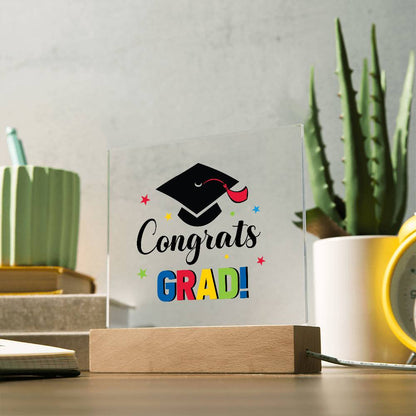 Graduation - Congrats Grad - Happy Congratulations - Square Acrylic Plaque - The Shoppers Outlet