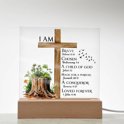 Faith - I Am - Multi - Bible Verse - Square Acrylic Plaque - The Shoppers Outlet