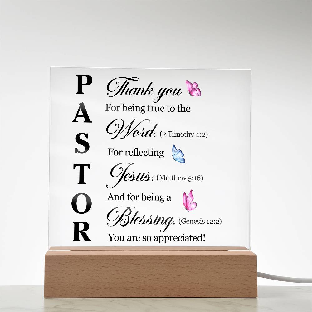 Faith - Pastor Bible Verse - Square Acrylic Plaque - The Shoppers Outlet