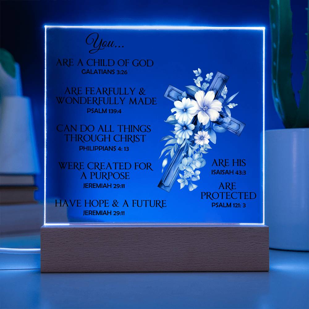 Faith - You - Multi-Bible Verse - Square Acrylic Plaque - The Shoppers Outlet