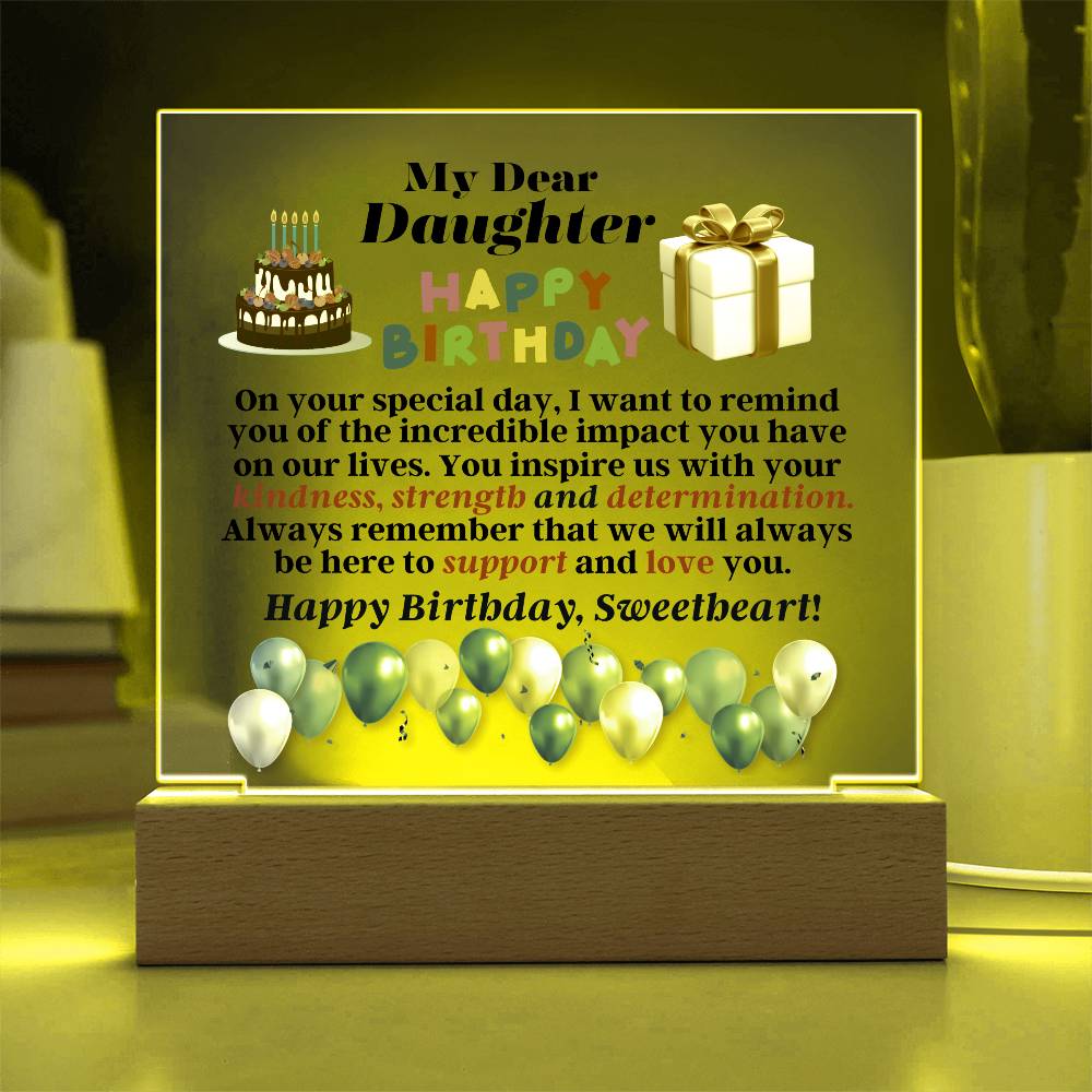 Daughter - Happy Birthday - Birthday Gift For Daughter - On Your Special Day - Square  Acrylic Plaque - The Shoppers Outlet