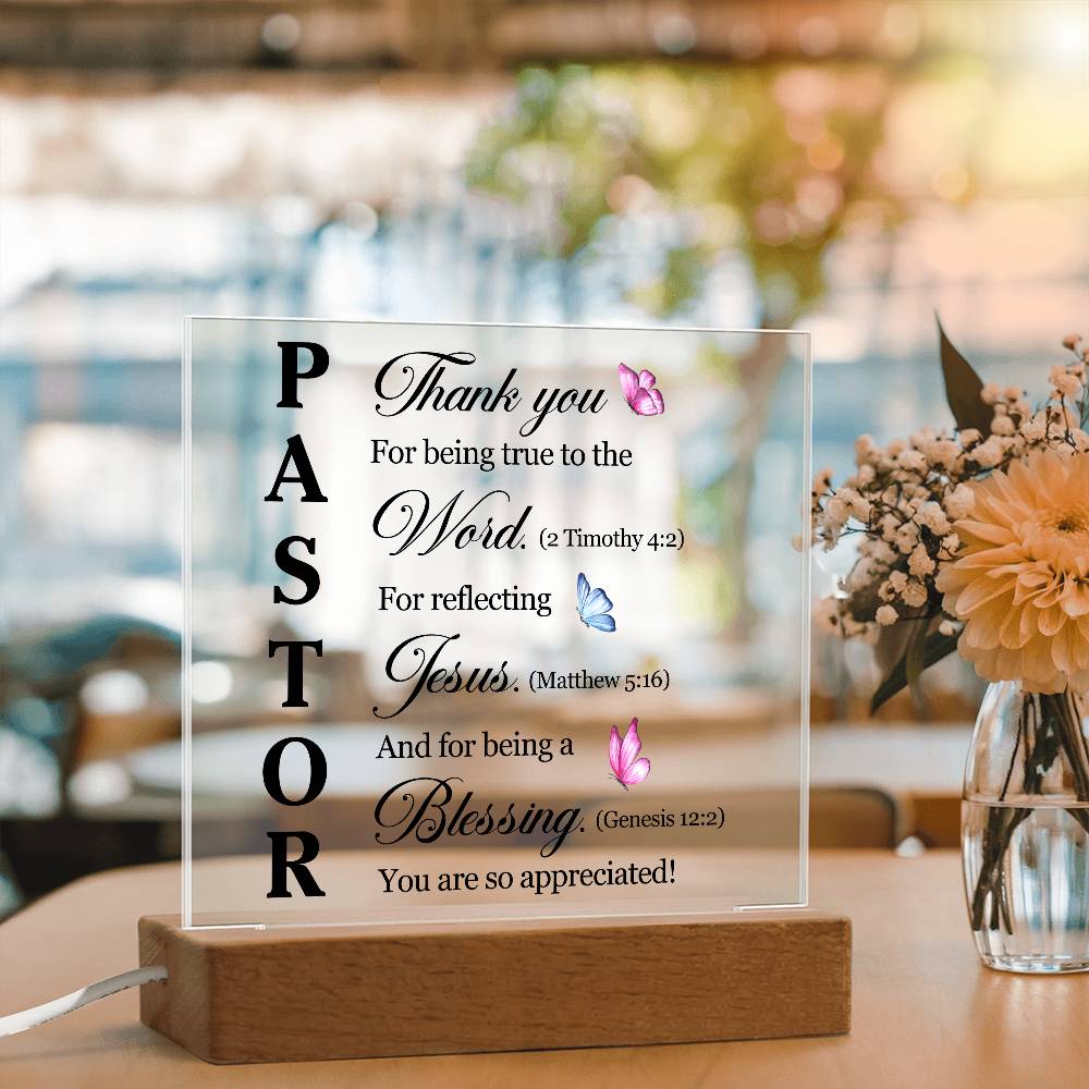 Faith - Pastor Bible Verse - Square Acrylic Plaque - The Shoppers Outlet