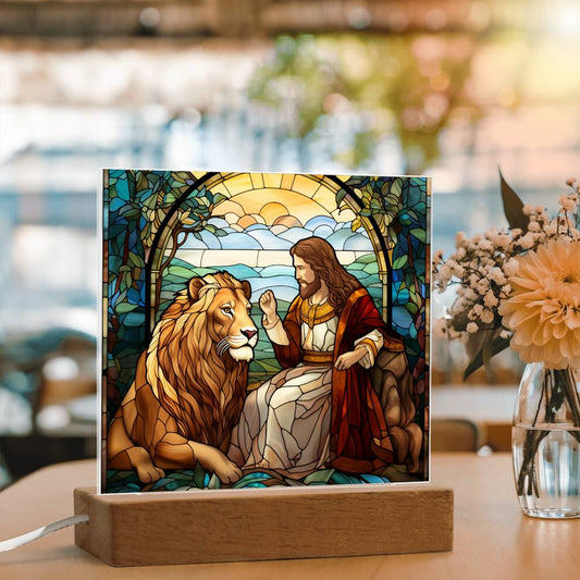 Inspirational - The Loin Of Judah - A Divine Bond - Printed Square Acrylic Plaque - The Shoppers Outlet