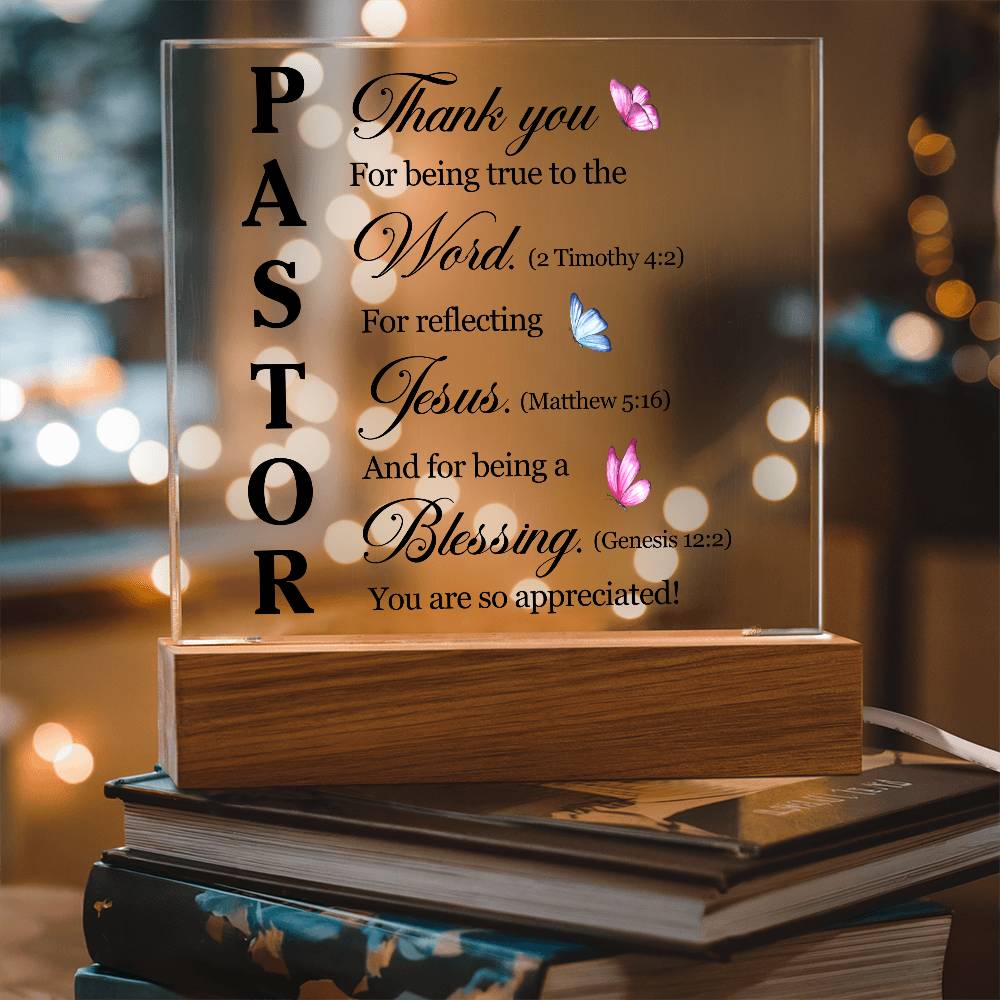 Faith - Pastor Bible Verse - Square Acrylic Plaque - The Shoppers Outlet