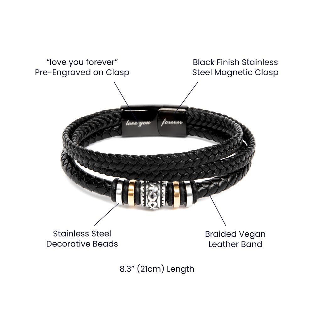 Gift For Dad - To My Dad - Never Forget That I Love You - Men's Love You Forever Bracelet - The Shoppers Outlet