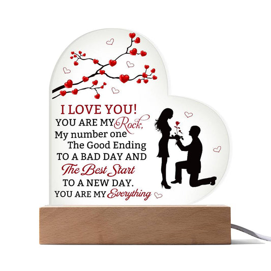 Gift For Soulmate - I Love You - You Are My Rock - Heart Acrylic Plaque - The Shoppers Outlet