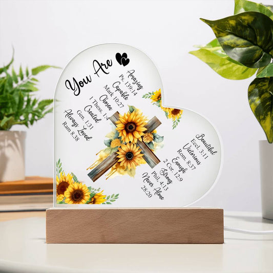 Faith - You Are - Bible Verses - Heart Acrylic Plaque - The Shoppers Outlet