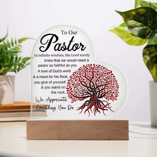 Inspirational -- To Our Pastor - We Appreciate What You Do - Heart Acrylic Plaque - The Shoppers Outlet