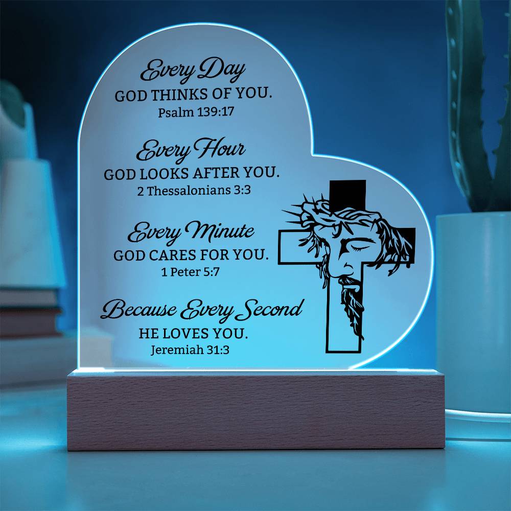 Faith - Every Day - Hour - Minute - Second -  God Is Busy In Our Life - Heart Acrylic Plaque - The Shoppers Outlet