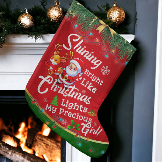 Holiday Stocking - Shining Bright Like Christmas Lights - Giant Holiday Stocking - The Shoppers Outlet