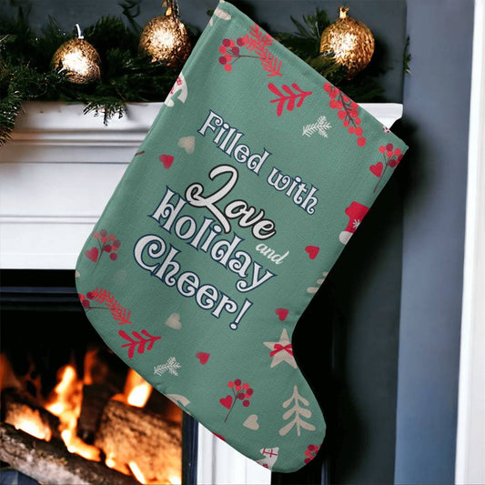 Holiday Stocking - Filled With Love And Holiday Cheer - Giant Holiday Stocking - The Shoppers Outlet