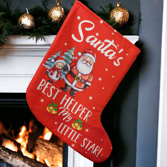 Holiday Stocking - Santa's Best Helper My Little Star - Giant Holiday Stocking - The Shoppers Outlet