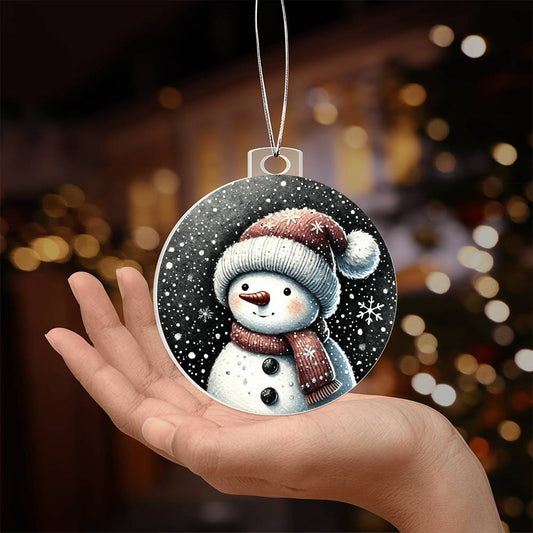 Holiday Ornament - Snowman Christmas Ornament  - Personalized Acrylic Ornament - The Shoppers Outlet