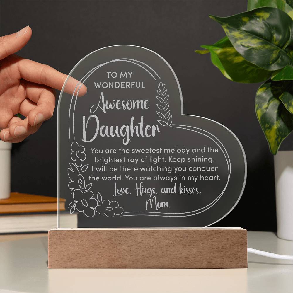 Daughter - Love - Hugs And Kisses - Engraved Acrylic Plaque - The Shoppers Outlet