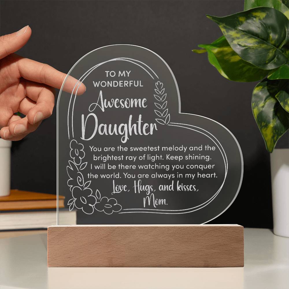 Daughter - Love - Hugs And Kisses - Engraved Acrylic Plaque - The Shoppers Outlet