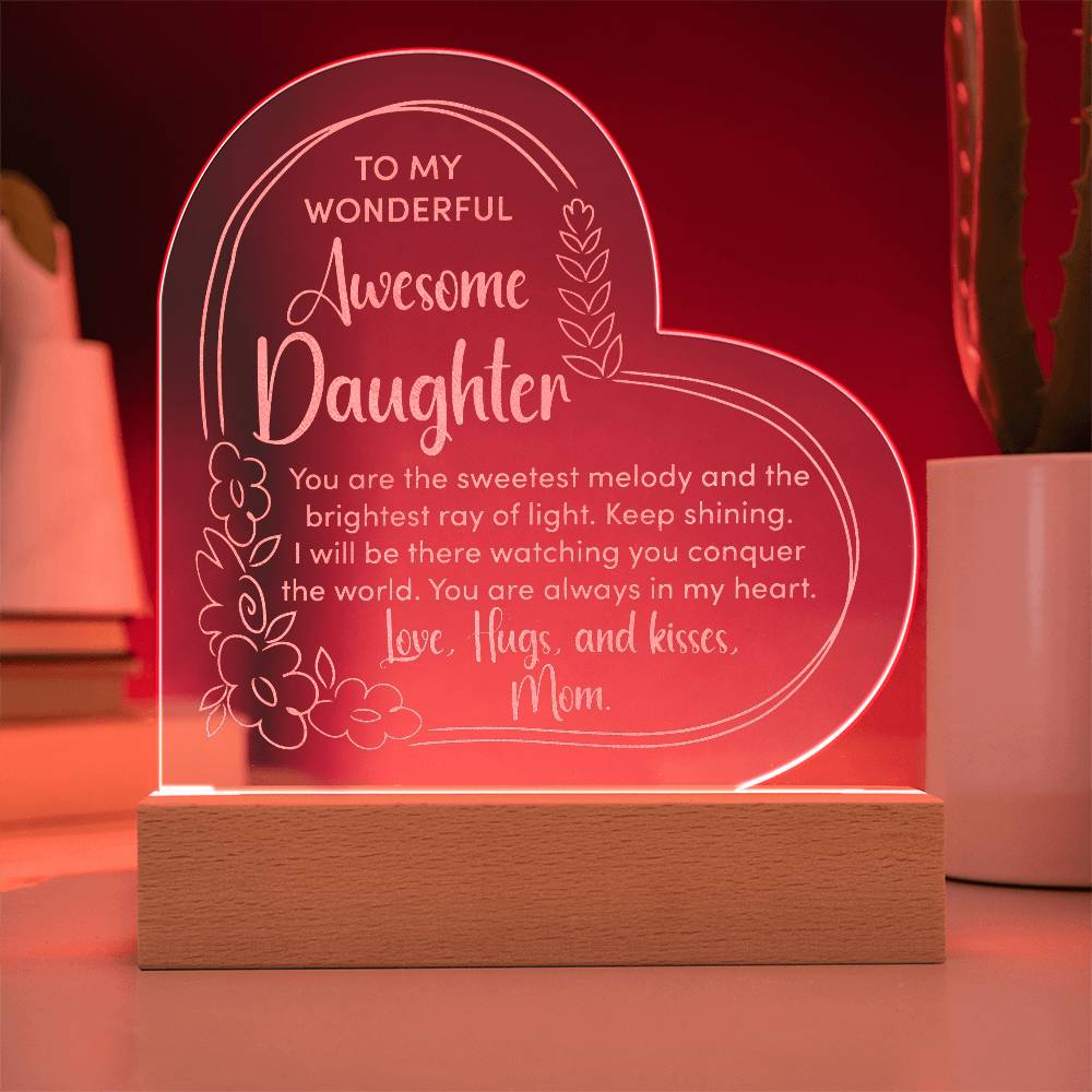 Daughter - Love - Hugs And Kisses - Engraved Acrylic Plaque - The Shoppers Outlet