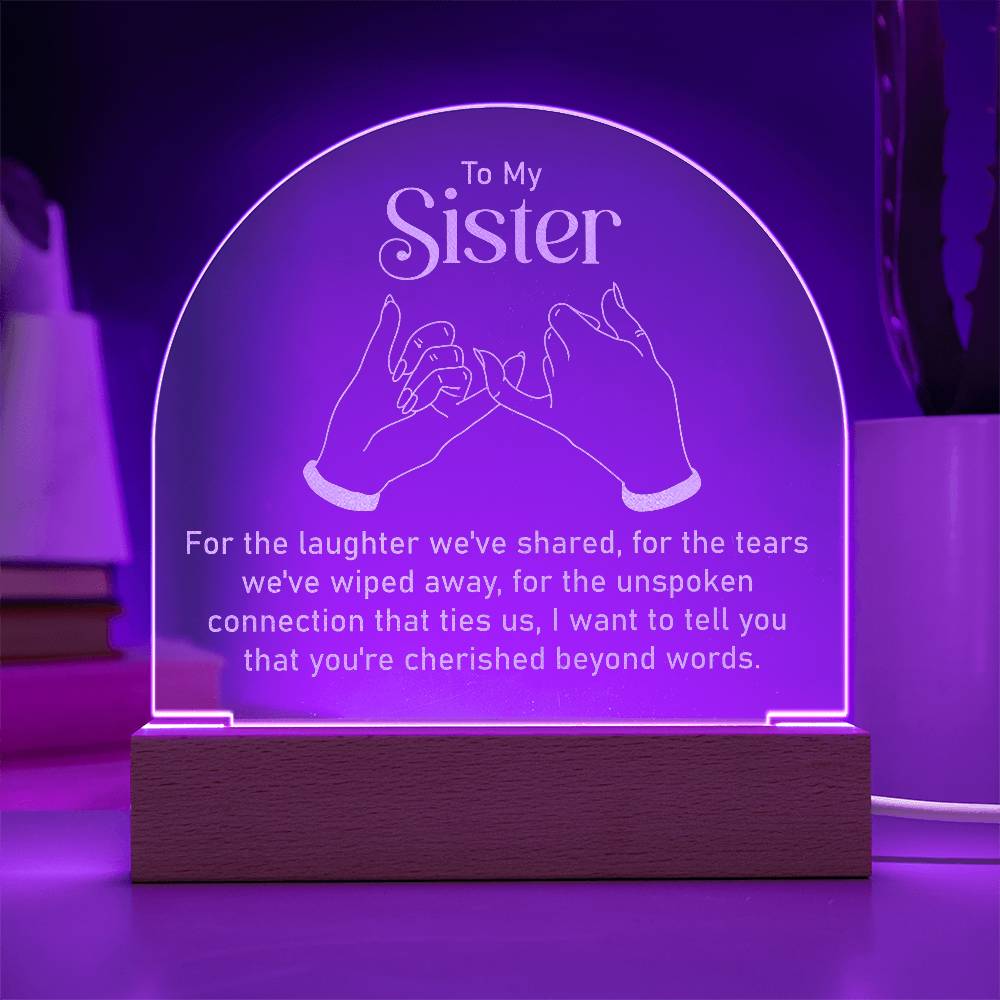 Gift For Sister- You're Cherished Beyond Words - Engraved Acrylic Plaque - The Shoppers Outlet