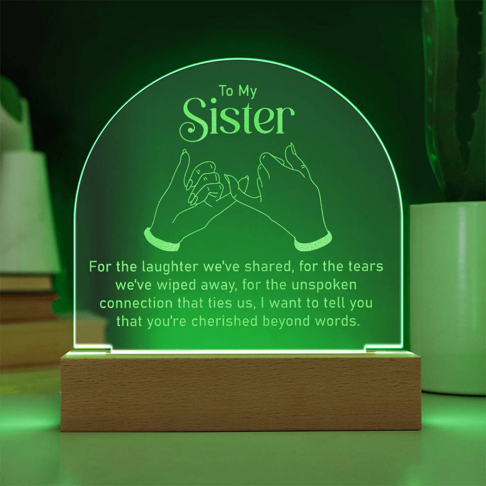 Gift For Sister- You're Cherished Beyond Words - Engraved Acrylic Plaque - The Shoppers Outlet