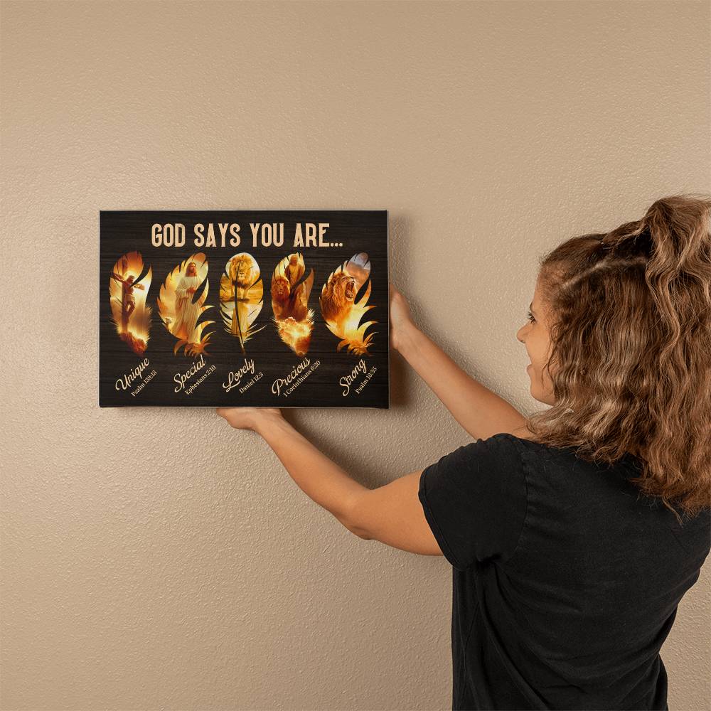 Inspirational - God Says You Are - Gallery Wrapped Canvas - The Shoppers Outlet