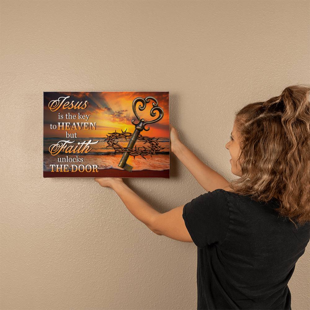 Inspirational - Jesus Is The Key To Heaven But Faith Unlocks The Door - Gallery Wrapped Canvas - The Shoppers Outlet