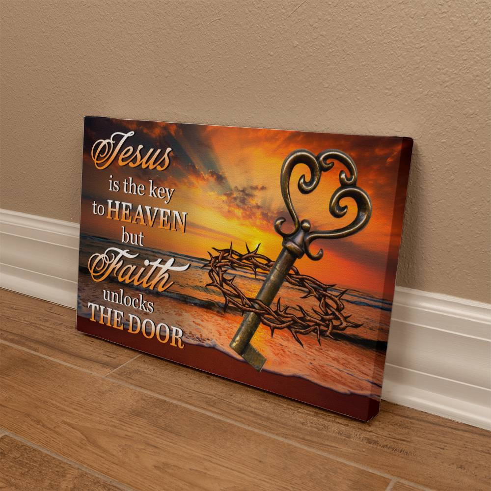 Inspirational - Jesus Is The Key To Heaven But Faith Unlocks The Door - Gallery Wrapped Canvas - The Shoppers Outlet