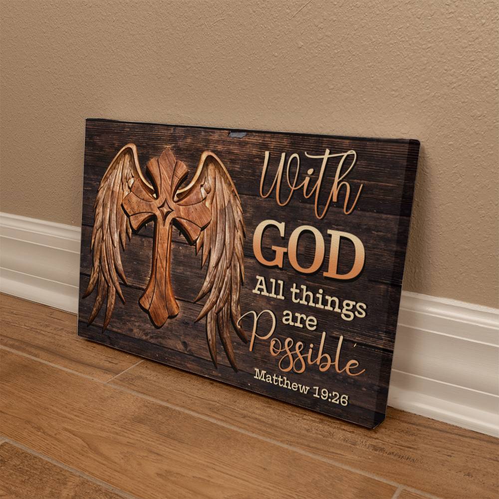 Faith - With God All Things Are Possible - Matthew 19:26 - Gallery Wrapped Canvas - The Shoppers Outlet